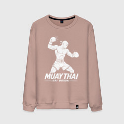 Свитшот хлопковый мужской Муай Тай аниме, цвет: пыльно-розовый
