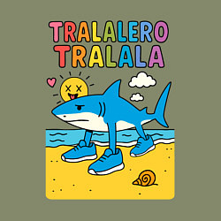 Свитшот хлопковый мужской Тралалеро Тралала на пляже, цвет: авокадо — фото 2