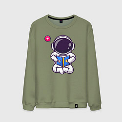 Свитшот хлопковый мужской Космический читатель, цвет: авокадо