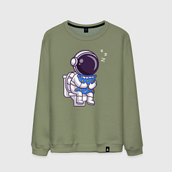 Свитшот хлопковый мужской Космонавт заснул, цвет: авокадо