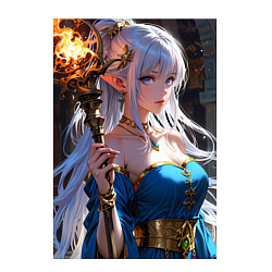 Свитшот хлопковый мужской Прекрасная эльфийка-маг с шаром огня, цвет: белый — фото 2