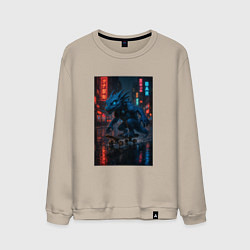 Свитшот хлопковый мужской Дракон на Колесах, цвет: миндальный