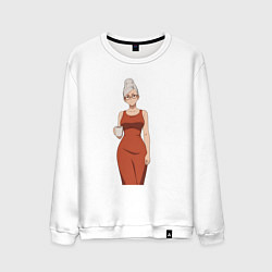 Свитшот хлопковый мужской Dandadan Seiko в платье, цвет: белый