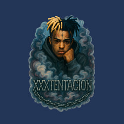 Свитшот хлопковый мужской XXXTentacion внутри облаков, цвет: тёмно-синий — фото 2