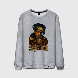 Свитшот хлопковый мужской XXXTentacion мультяшный стиль, цвет: меланж