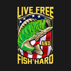 Свитшот хлопковый мужской Живи свободно и лови усердно, цвет: черный — фото 2