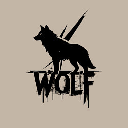 Свитшот хлопковый мужской Волк на страже, цвет: миндальный — фото 2