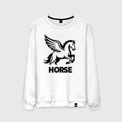 Свитшот хлопковый мужской Крылатый конь, цвет: белый