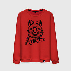 Свитшот хлопковый мужской Арктический лис каллиграфической надписью, цвет: красный