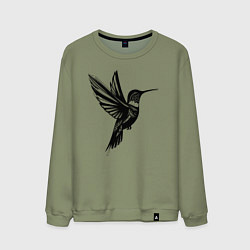 Свитшот хлопковый мужской Черное колибри, цвет: авокадо