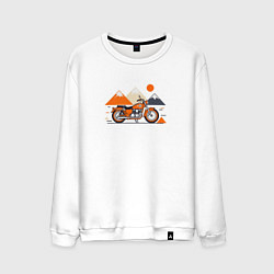 Свитшот хлопковый мужской Оранжевый мотоцикл на белом, цвет: белый