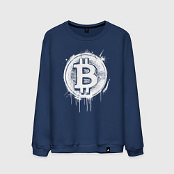 Свитшот хлопковый мужской Биткоин в стиле Бэнкси, цвет: тёмно-синий