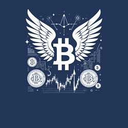 Свитшот хлопковый мужской Биткоин с крыльями, цвет: тёмно-синий — фото 2