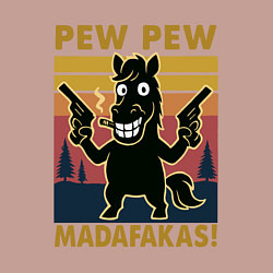 Свитшот хлопковый мужской Пеу пеу мадафакас - лошадь с пистолетами, цвет: пыльно-розовый — фото 2