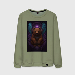 Свитшот хлопковый мужской Духовный медведь, цвет: авокадо