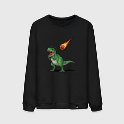 Свитшот хлопковый мужской Страх динозавра, цвет: черный