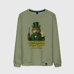 Свитшот хлопковый мужской Волшебник Изумрудного города, цвет: авокадо