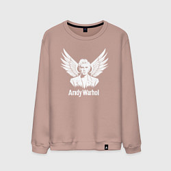 Свитшот хлопковый мужской Энди Уорхол с ангельскими крыльями, цвет: пыльно-розовый