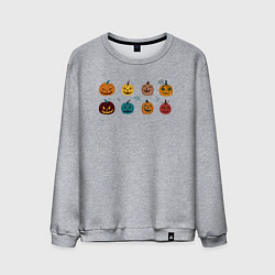 Мужской свитшот Разноцветные тыквы Джека на Хэллоуин