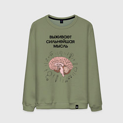 Свитшот хлопковый мужской Выживает сильнейшая мысль, цвет: авокадо