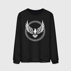 Свитшот хлопковый мужской Орел стилизованый круг, цвет: черный