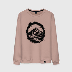 Свитшот хлопковый мужской Гора и храм в круге, цвет: пыльно-розовый