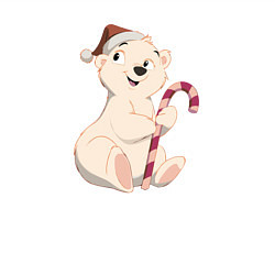 Свитшот хлопковый мужской Медвежонок с конфетой, цвет: белый — фото 2