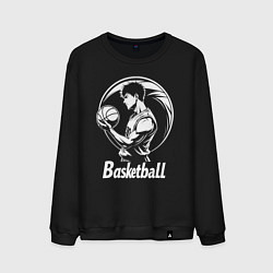Свитшот хлопковый мужской Баскетбольное аниме, цвет: черный