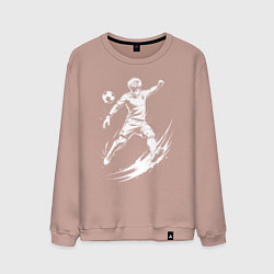 Свитшот хлопковый мужской Аниме удар в футболе, цвет: пыльно-розовый