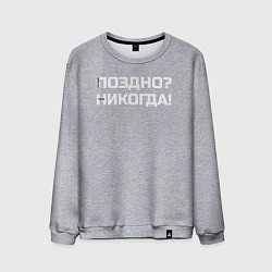 Мужской свитшот Лучше поздно чем никогда белый