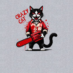 Свитшот хлопковый мужской Злой кот с огромной бензопилой, цвет: меланж — фото 2