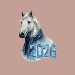 Свитшот хлопковый мужской Год лошади символ 2026, цвет: пыльно-розовый — фото 2