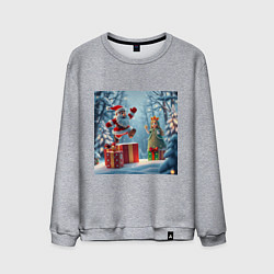 Свитшот хлопковый мужской Дед Морозио и Принцесса Снегурочка: вперёд за пода, цвет: меланж