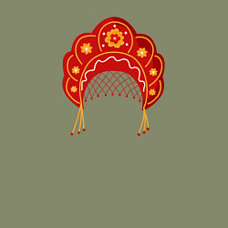 Свитшот хлопковый мужской Старинный русский головной убор кокошник, цвет: авокадо — фото 2