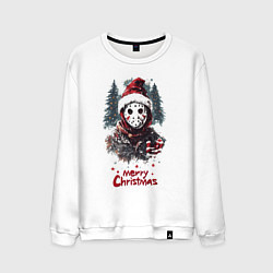 Свитшот хлопковый мужской Новогодний Джейсон, цвет: белый