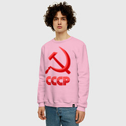 Свитшот хлопковый мужской СССР Логотип, цвет: светло-розовый — фото 2