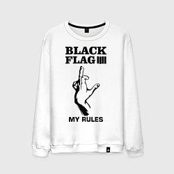 Свитшот хлопковый мужской Black flag, цвет: белый