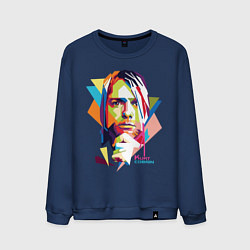 Свитшот хлопковый мужской Kurt Cobain: Colors, цвет: тёмно-синий