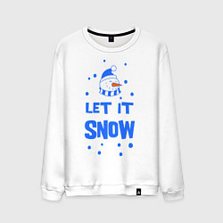 Свитшот хлопковый мужской Снеговик Let it snow, цвет: белый