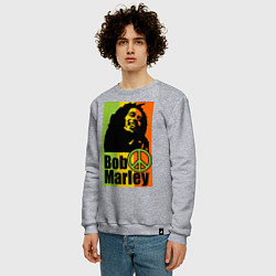 Свитшот хлопковый мужской Bob Marley: Jamaica, цвет: меланж — фото 2