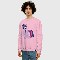 Свитшот хлопковый мужской Пони Сумеречная Искорка, цвет: светло-розовый — фото 2