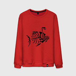 Свитшот хлопковый мужской Скелет глубоководной рыбы, цвет: красный