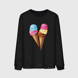Свитшот хлопковый мужской Мороженое, цвет: черный
