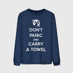 Свитшот хлопковый мужской Dont panic & Carry a Towel, цвет: тёмно-синий