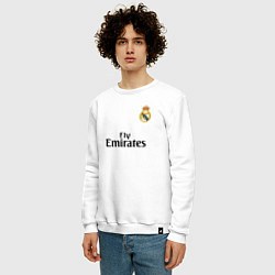 Свитшот хлопковый мужской Real Madrid: Fly Emirates, цвет: белый — фото 2