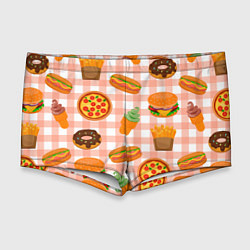 Мужские плавки PIZZA DONUT BURGER FRIES ICE CREAM pattern, цвет: 3D-принт