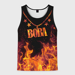 Майка-безрукавка мужская Вова - кулон на цепи в огне, цвет: 3D-черный