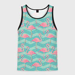 Майка-безрукавка мужская Flamingo Pattern, цвет: 3D-черный