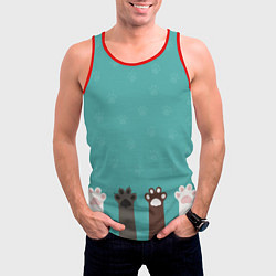 Майка-безрукавка мужская Лапки котеек, цвет: 3D-красный — фото 2