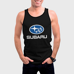 Майка-безрукавка мужская Subaru - emblem, цвет: 3D-черный — фото 2